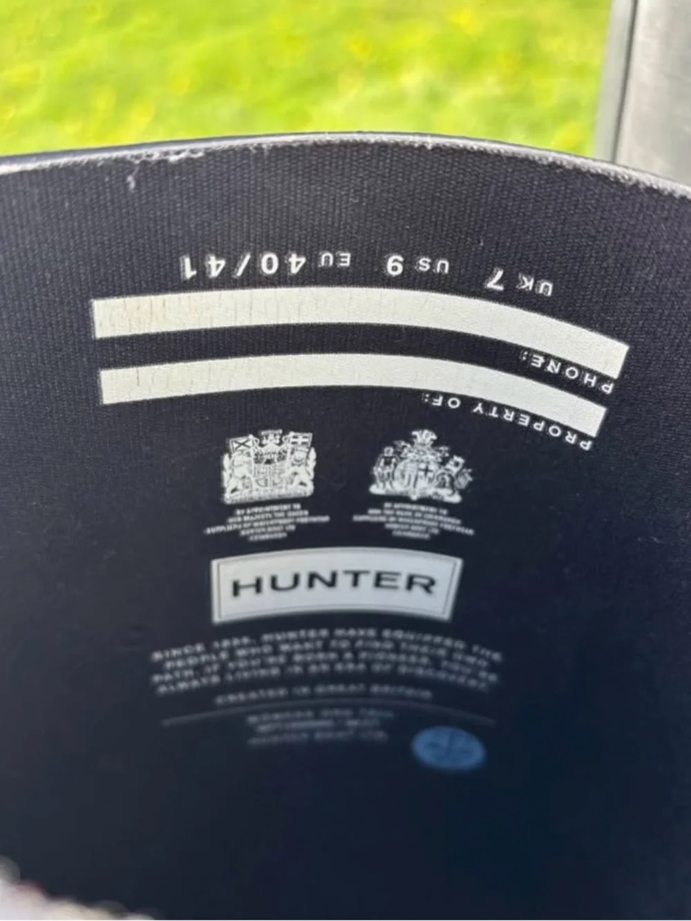 Hunter Black Logo Rain Boot Inner Label Detail